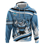 Cronulla Sharks Rugby Mascot Hoodie Fierce Athlete Graphic in Sports Style