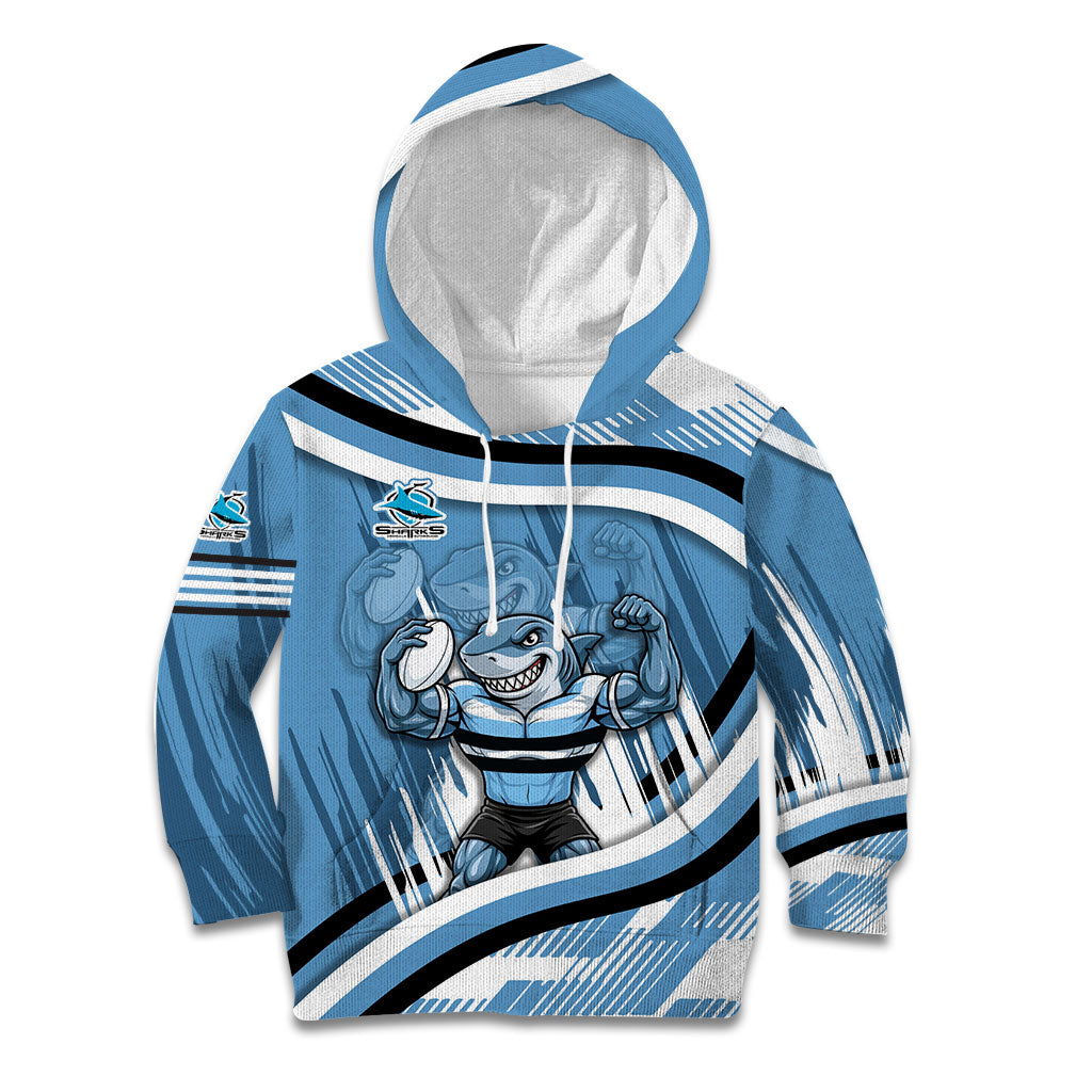 Cronulla Sharks Rugby Mascot Kid Hoodie Fierce Athlete Graphic in Sports Style