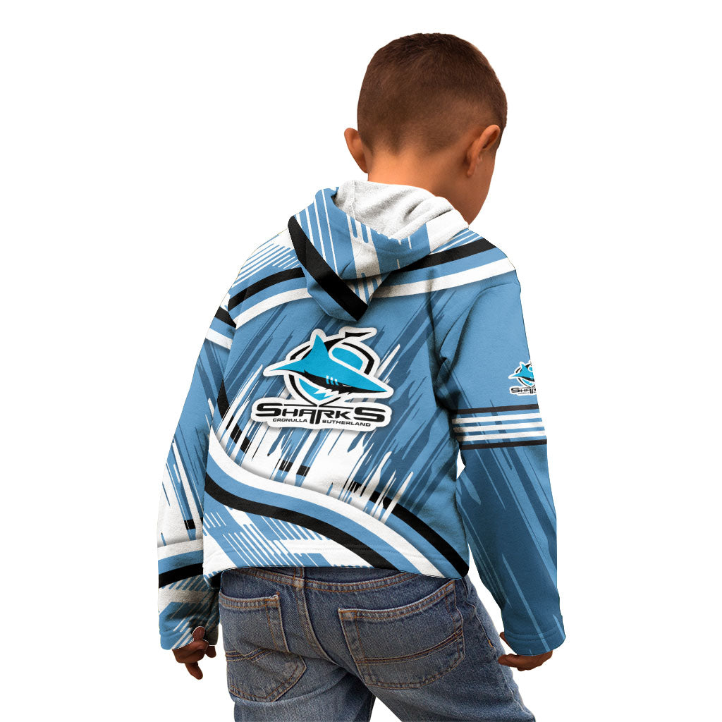Cronulla Sharks Rugby Mascot Kid Hoodie Fierce Athlete Graphic in Sports Style
