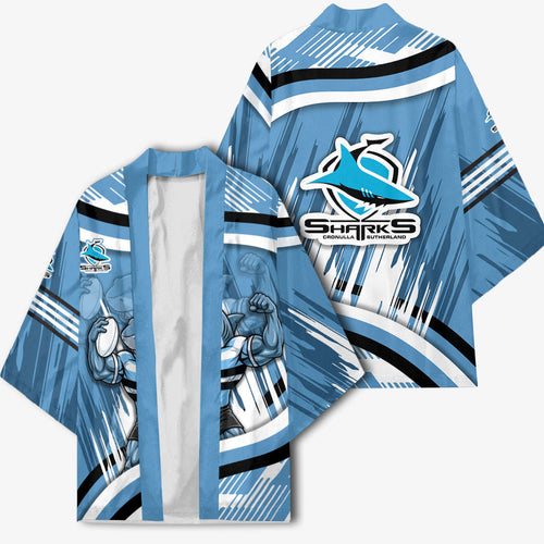 Cronulla Sharks Rugby Mascot Kimono Fierce Athlete Graphic in Sports Style
