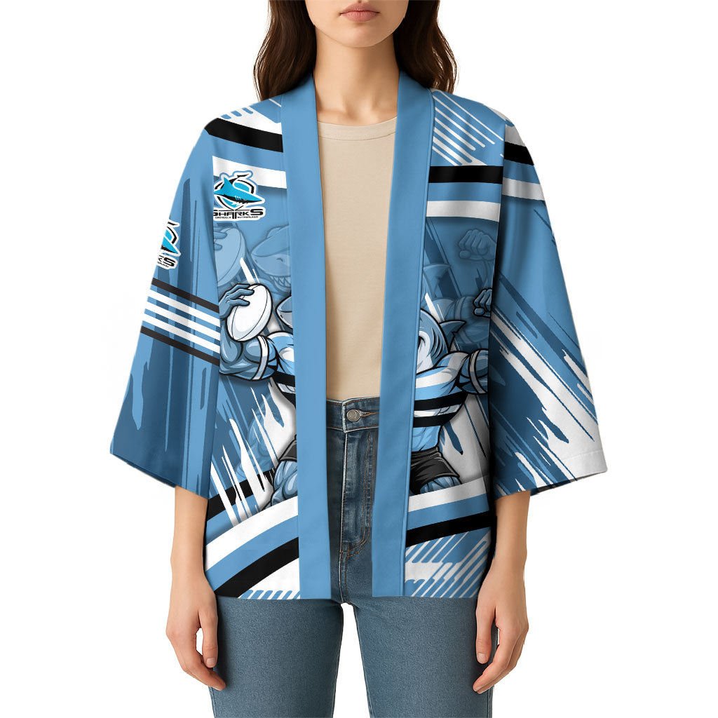 Cronulla Sharks Rugby Mascot Kimono Fierce Athlete Graphic in Sports Style