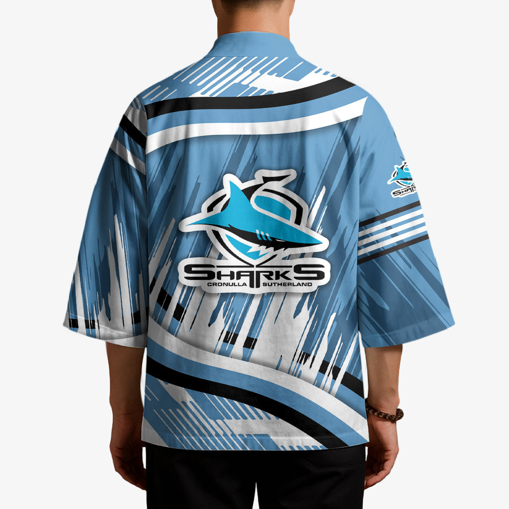 Cronulla Sharks Rugby Mascot Kimono Fierce Athlete Graphic in Sports Style