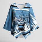 Cronulla Sharks Rugby Mascot Kimono Sleeve Blouse Fierce Athlete Graphic in Sports Style