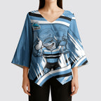Cronulla Sharks Rugby Mascot Kimono Sleeve Blouse Fierce Athlete Graphic in Sports Style