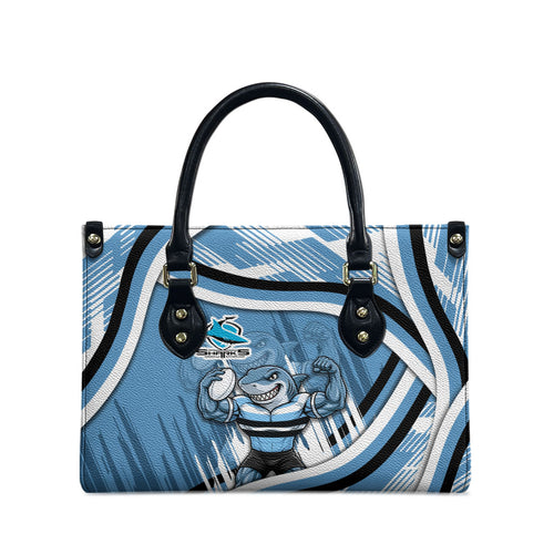 Cronulla Sharks Rugby Mascot Leather Bag Fierce Athlete Graphic in Sports Style
