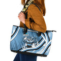 Cronulla Sharks Rugby Mascot Leather Tote Bag Fierce Athlete Graphic in Sports Style