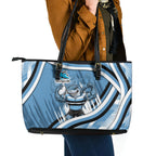 Cronulla Sharks Rugby Mascot Leather Tote Bag Fierce Athlete Graphic in Sports Style