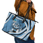 Cronulla Sharks Rugby Mascot Leather Tote Bag Fierce Athlete Graphic in Sports Style