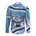 Cronulla Sharks Rugby Mascot Long Sleeve Button Shirt Fierce Athlete Graphic in Sports Style
