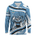 Cronulla Sharks Rugby Mascot Long Sleeve Polo Shirt Fierce Athlete Graphic in Sports Style
