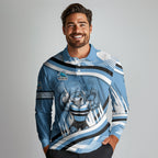 Cronulla Sharks Rugby Mascot Long Sleeve Polo Shirt Fierce Athlete Graphic in Sports Style
