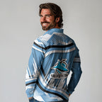 Cronulla Sharks Rugby Mascot Long Sleeve Polo Shirt Fierce Athlete Graphic in Sports Style