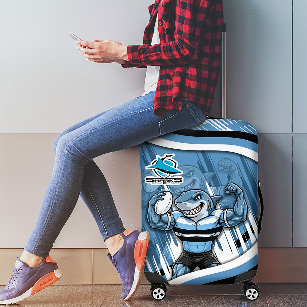Cronulla Sharks Rugby Mascot Luggage Cover Fierce Athlete Graphic in Sports Style