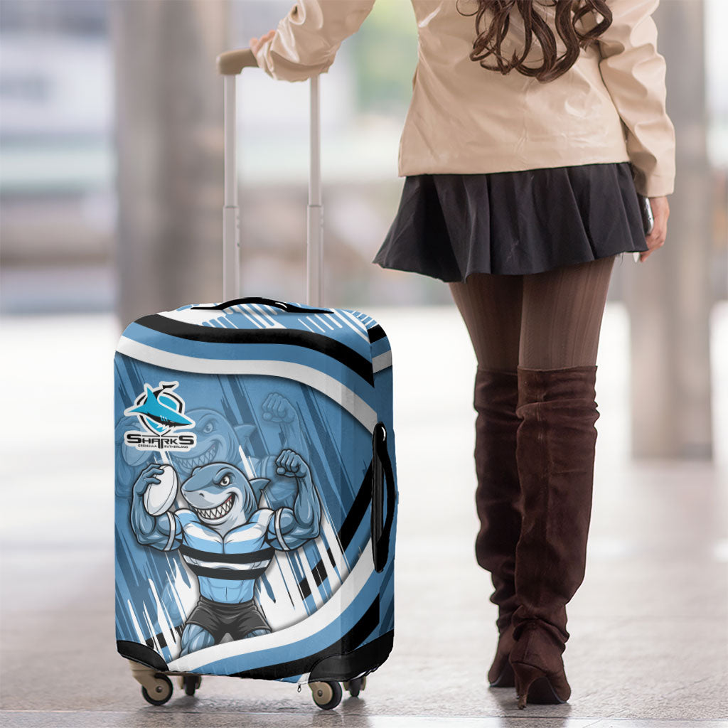 Cronulla Sharks Rugby Mascot Luggage Cover Fierce Athlete Graphic in Sports Style