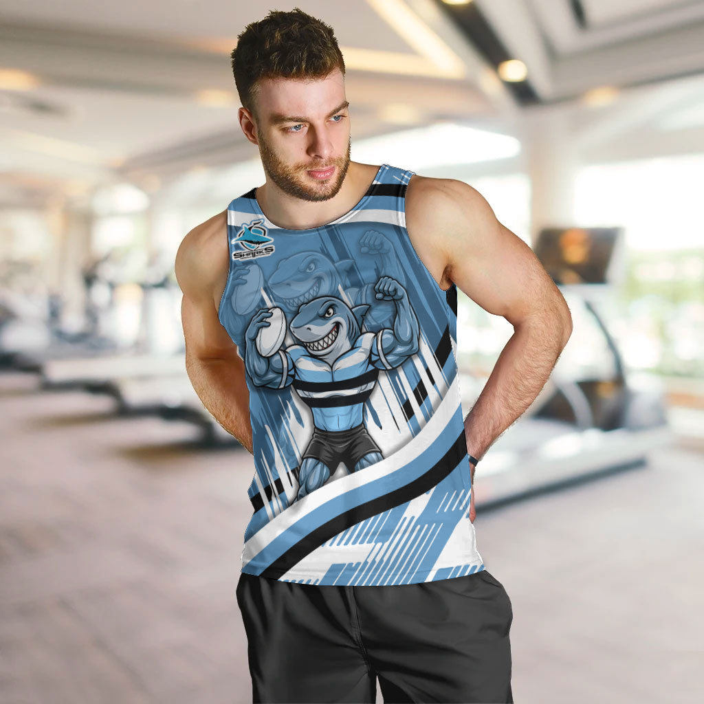 Cronulla Sharks Rugby Mascot Men Tank Top Fierce Athlete Graphic in Sports Style
