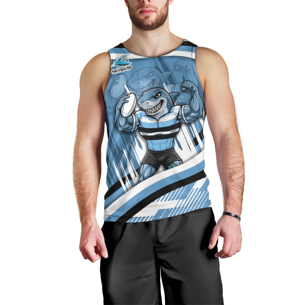 Cronulla Sharks Rugby Mascot Men Tank Top Fierce Athlete Graphic in Sports Style