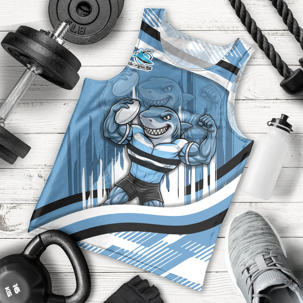 Cronulla Sharks Rugby Mascot Men Tank Top Fierce Athlete Graphic in Sports Style