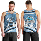 Cronulla Sharks Rugby Mascot Men Tank Top Fierce Athlete Graphic in Sports Style