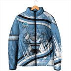 Cronulla Sharks Rugby Mascot Padded Jacket Fierce Athlete Graphic in Sports Style