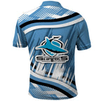 Cronulla Sharks Rugby Mascot Polo Shirt Fierce Athlete Graphic in Sports Style