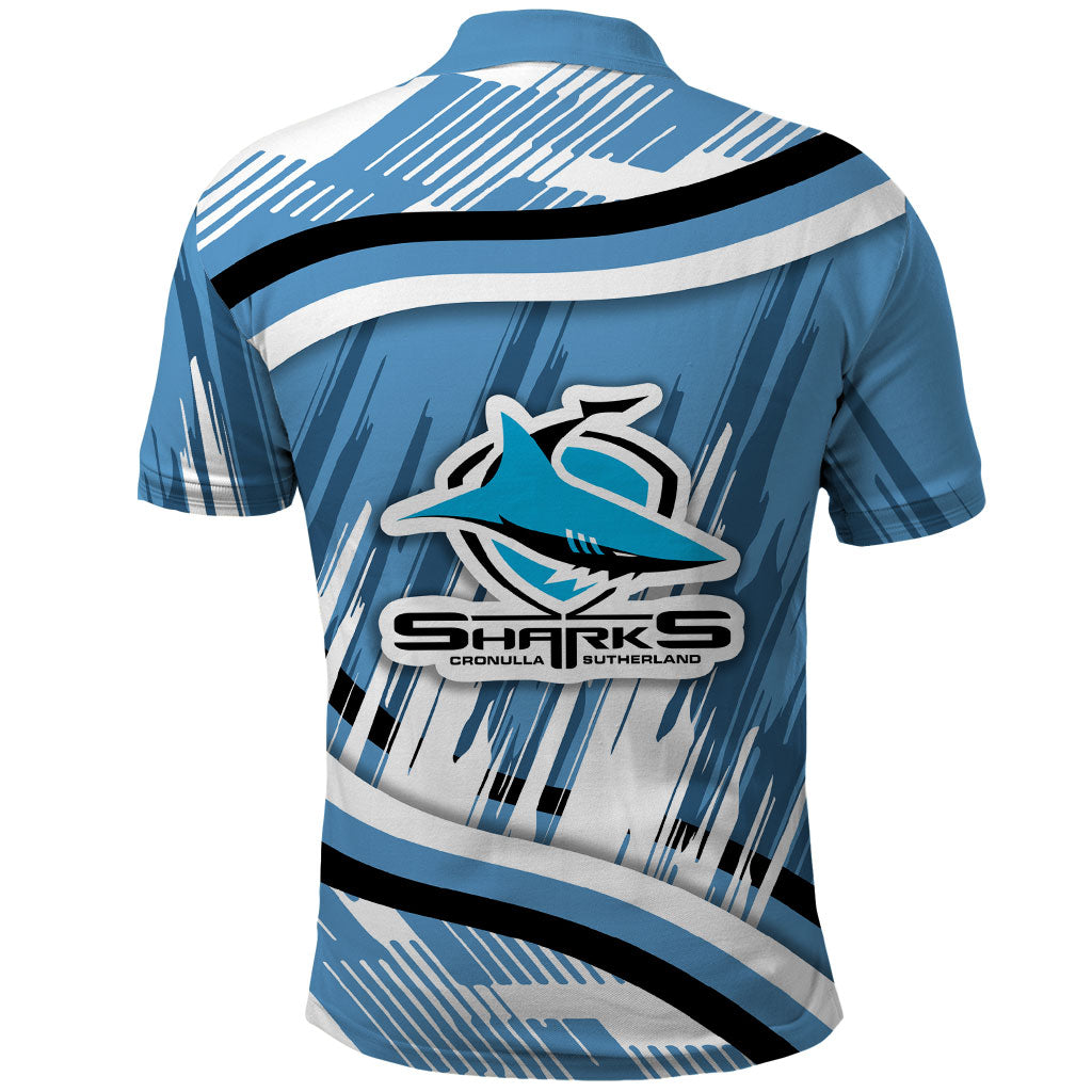 Cronulla Sharks Rugby Mascot Polo Shirt Fierce Athlete Graphic in Sports Style