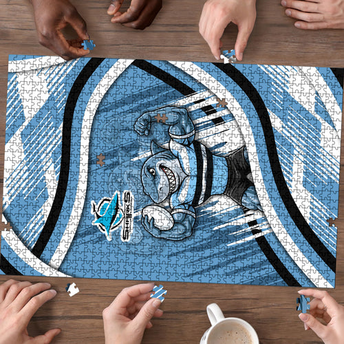Cronulla Sharks Rugby Mascot Puzzle Fierce Athlete Graphic in Sports Style