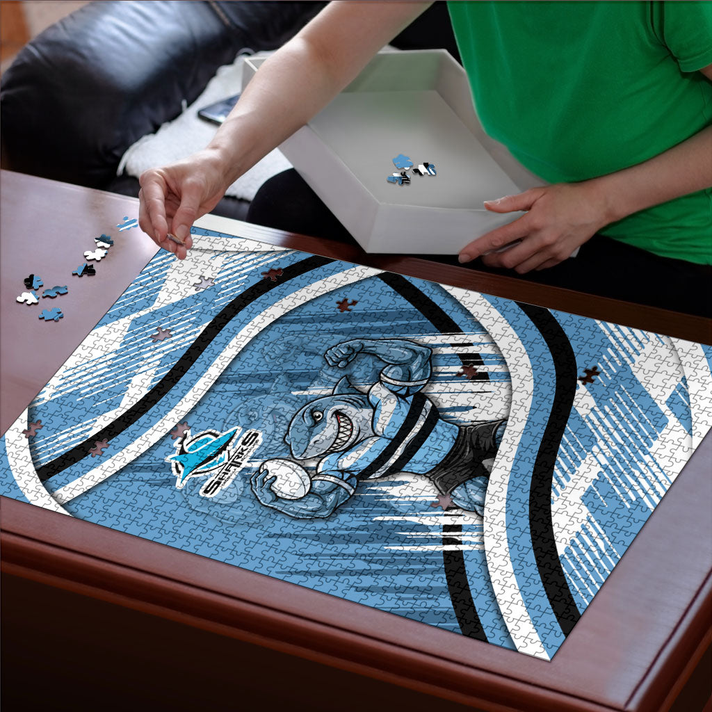 Cronulla Sharks Rugby Mascot Puzzle Fierce Athlete Graphic in Sports Style