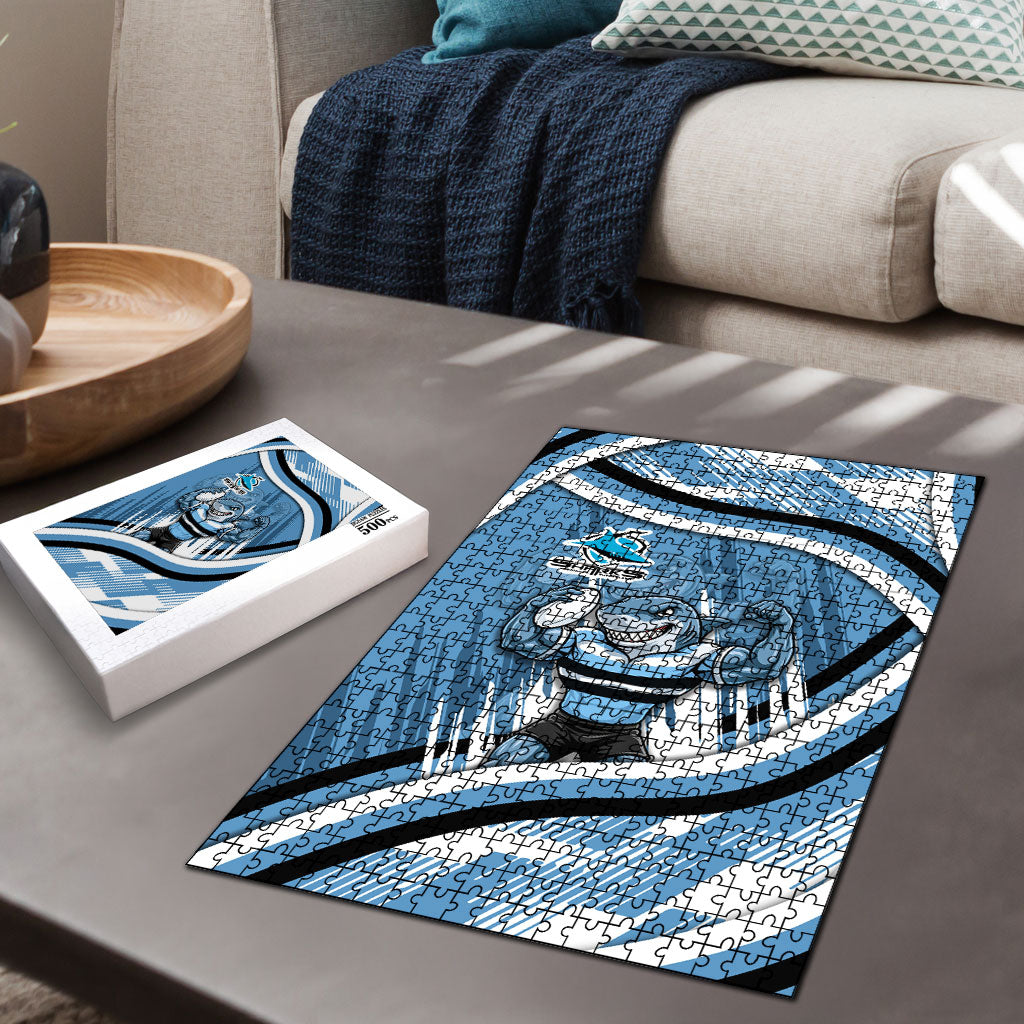 Cronulla Sharks Rugby Mascot Puzzle Fierce Athlete Graphic in Sports Style