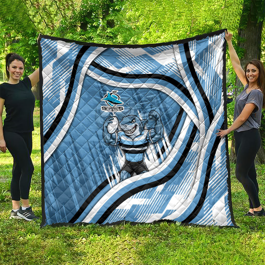 Cronulla Sharks Rugby Mascot Quilt Fierce Athlete Graphic in Sports Style