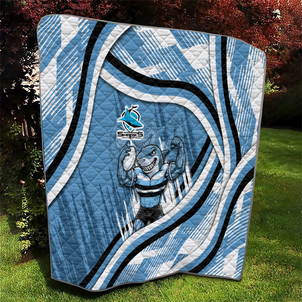 Cronulla Sharks Rugby Mascot Quilt Fierce Athlete Graphic in Sports Style