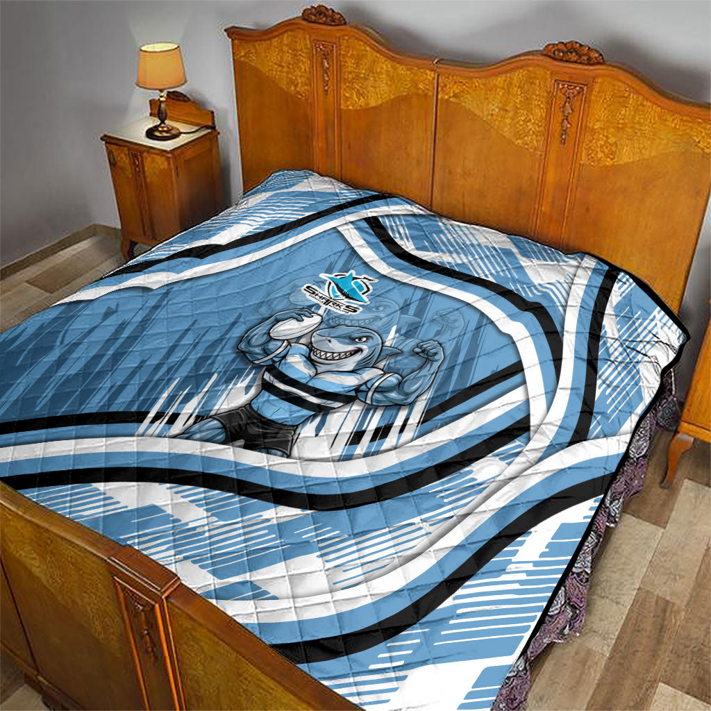 Cronulla Sharks Rugby Mascot Quilt Fierce Athlete Graphic in Sports Style