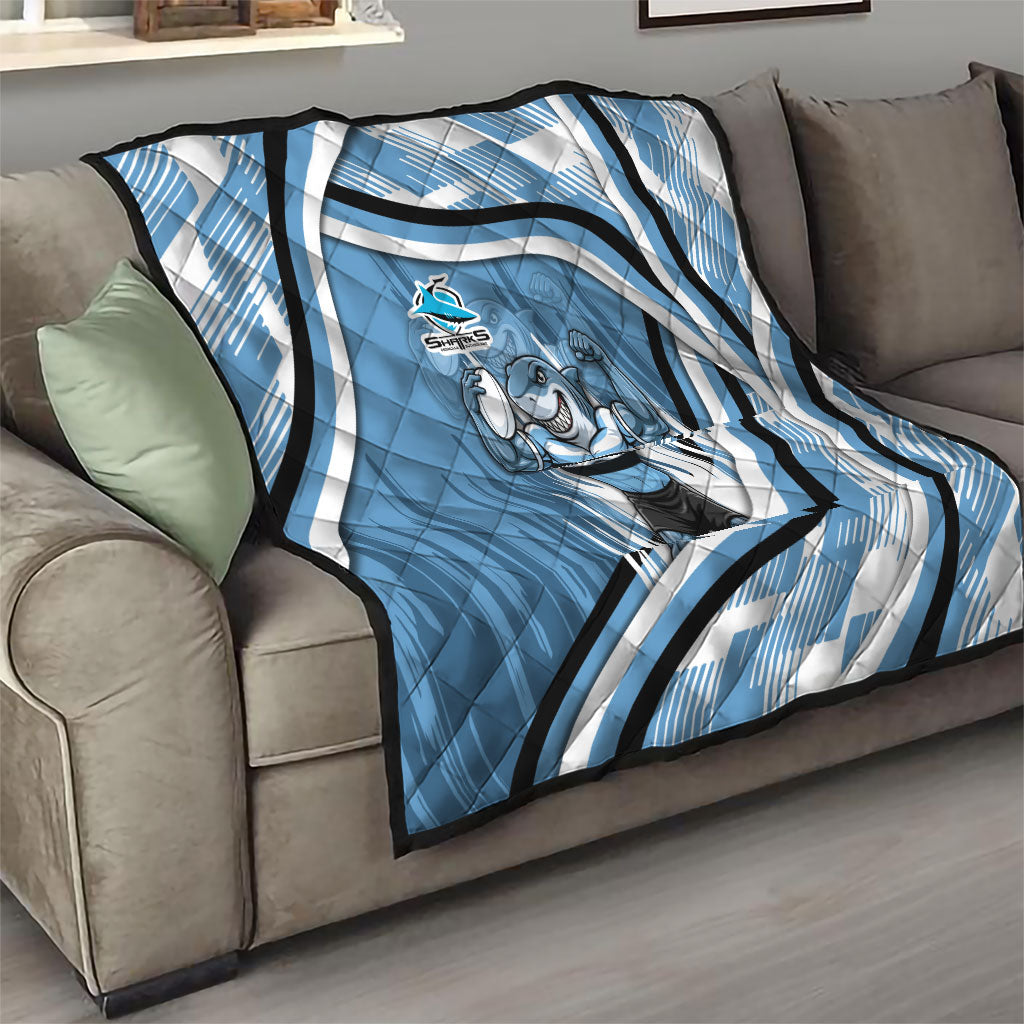 Cronulla Sharks Rugby Mascot Quilt Fierce Athlete Graphic in Sports Style