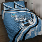 Cronulla Sharks Rugby Mascot Quilt Bed Set Fierce Athlete Graphic in Sports Style