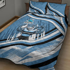 Cronulla Sharks Rugby Mascot Quilt Bed Set Fierce Athlete Graphic in Sports Style
