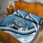 Cronulla Sharks Rugby Mascot Quilt Bed Set Fierce Athlete Graphic in Sports Style