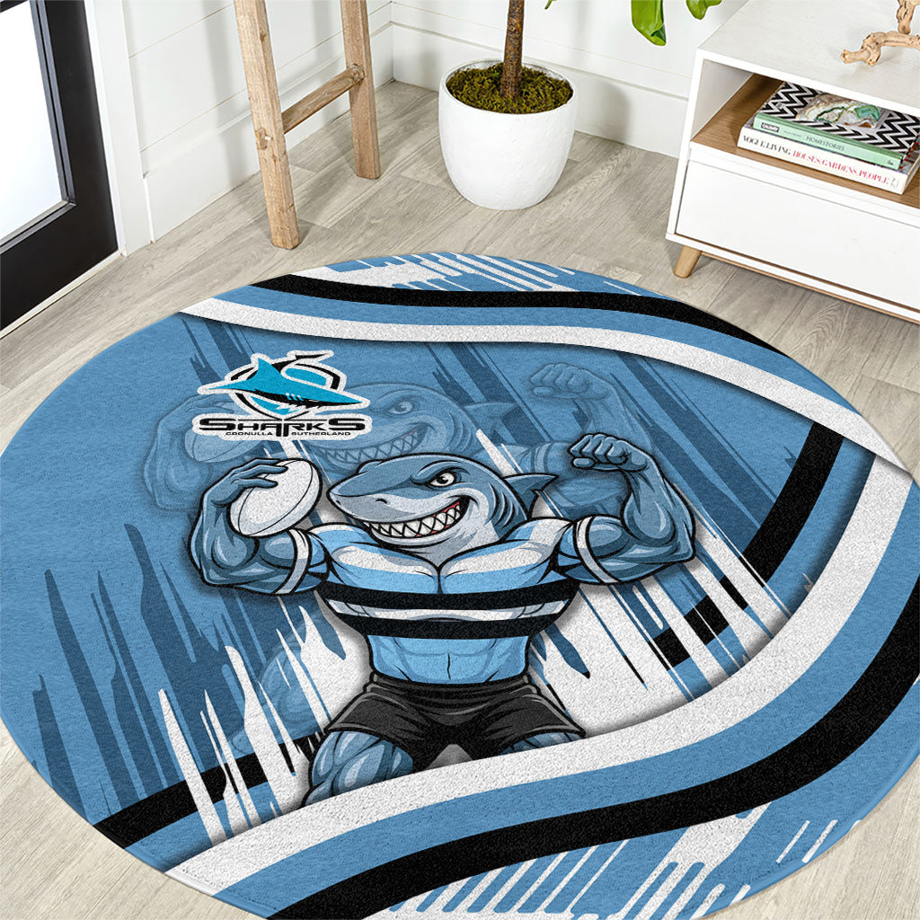 Cronulla Sharks Rugby Mascot Round Carpet Fierce Athlete Graphic in Sports Style