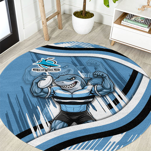 Cronulla Sharks Rugby Mascot Round Carpet Fierce Athlete Graphic in Sports Style