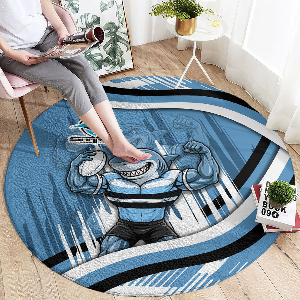Cronulla Sharks Rugby Mascot Round Carpet Fierce Athlete Graphic in Sports Style