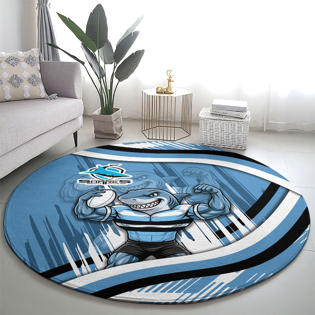 Cronulla Sharks Rugby Mascot Round Carpet Fierce Athlete Graphic in Sports Style