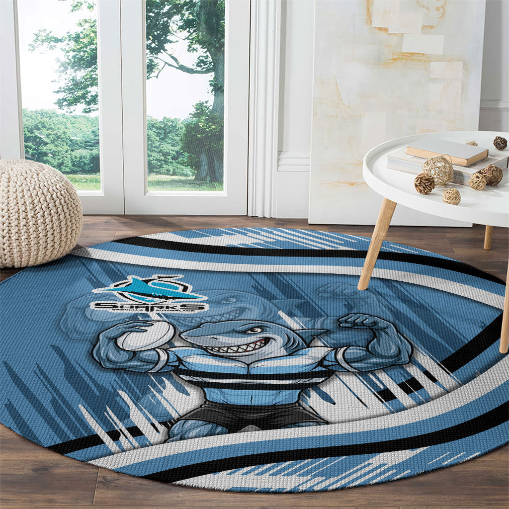 Cronulla Sharks Rugby Mascot Round Carpet Fierce Athlete Graphic in Sports Style