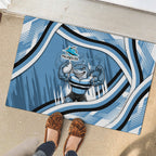 Cronulla Sharks Rugby Mascot Rubber Doormat Fierce Athlete Graphic in Sports Style