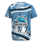 Cronulla Sharks Rugby Mascot Rugby Jersey Fierce Athlete Graphic in Sports Style
