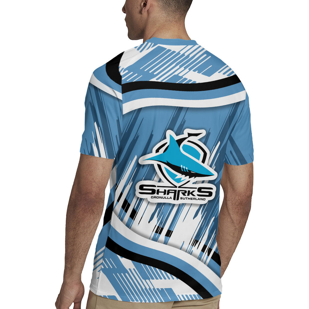 Cronulla Sharks Rugby Mascot Rugby Jersey Fierce Athlete Graphic in Sports Style