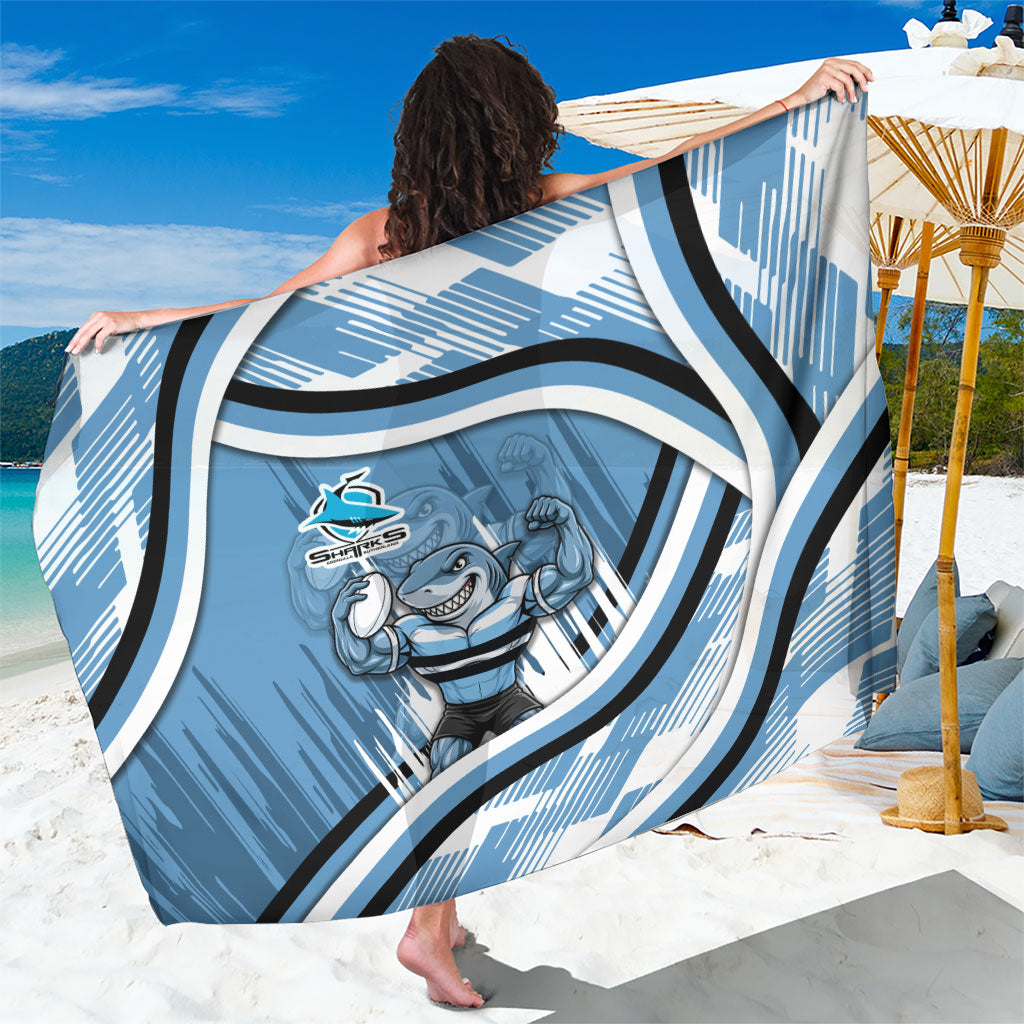 Cronulla Sharks Rugby Mascot Sarong Fierce Athlete Graphic in Sports Style