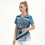 Cronulla Sharks Rugby Mascot Scrub Top Fierce Athlete Graphic in Sports Style
