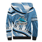 Cronulla Sharks Rugby Mascot Sherpa Hoodie Fierce Athlete Graphic in Sports Style