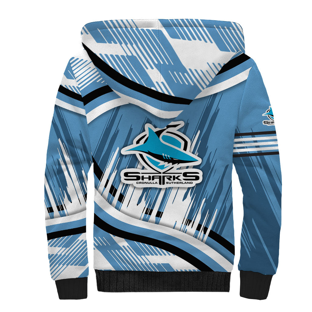 Cronulla Sharks Rugby Mascot Sherpa Hoodie Fierce Athlete Graphic in Sports Style