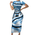 Cronulla Sharks Rugby Mascot Short Sleeve Bodycon Dress Fierce Athlete Graphic in Sports Style