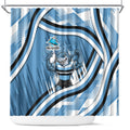 Cronulla Sharks Rugby Mascot Shower Curtain Fierce Athlete Graphic in Sports Style