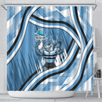 Cronulla Sharks Rugby Mascot Shower Curtain Fierce Athlete Graphic in Sports Style